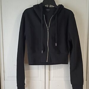 Ambiance Black Cropped Zip Hoodie